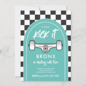 スケートボ来ードキックイットアーバンスポーツ誕生日パーティー 招待状 (正面)