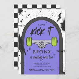 スケートボ来ードキックイットアーバンスポーツ誕生日パーティー 招待状
