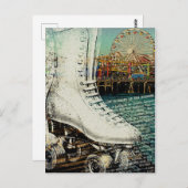 スケートポストカードサンタモニカピアローラースケートで滑る ポストカード (正面/裏面)