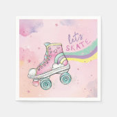 スケートレインボーレトログルーヴィー誕生日 スタンダードカクテルナプキン (正面)