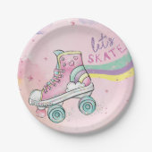 スケートレインボーレトログルーヴィー誕生日 ペーパープレート (正面)