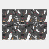 スケートン、幽霊たち、ヘビデザイン完璧なハロウィーン ラッピングペーパーシート (正面)