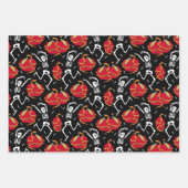 スケートン、幽霊たち、ヘビデザイン完璧なハロウィーン ラッピングペーパーシート (正面3)