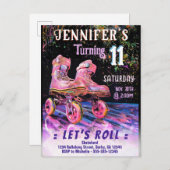 スケート誕生日パーティーの招待 インビテーションポストカード (正面/裏面)