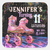 スケート誕生日パーティーの招待 スクエアシール (正面)