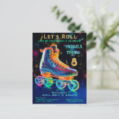 スケート誕生日パーティーの招待 ポストカード (スタンド正面)