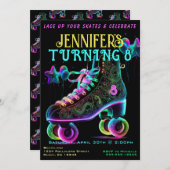 スケート誕生日パーティーの招待 招待状 (正面/裏面)