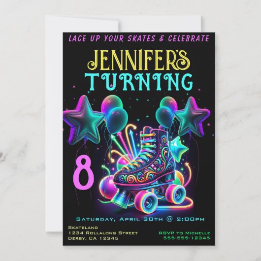 スケート誕生日パーティーの招待 招待状 (正面)