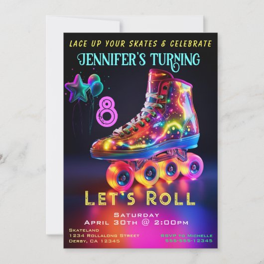 スケート誕生日パーティーの招待 招待状 (正面)