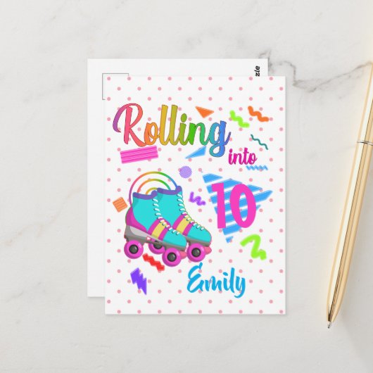 スケート誕生日転がズインマッチング誕生日ガール ポストカード (正面/裏面インサイチュ)
