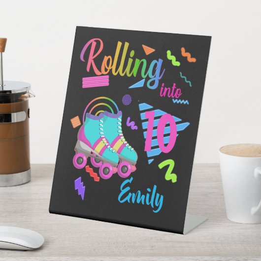 スケート誕生日転がズインマッチング誕生日ガール 台座サイン (インサイチュ)