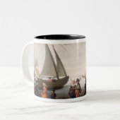 スケート選手およびゴルフは氷でパーティを楽しみます ツートーンマグカップ (正面左)