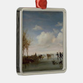 スケート選手とのオランダの景色 メタルオーナメント (右)