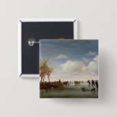 スケート選手とのオランダの景色 缶バッジ (正面&裏面)