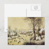 スケート選手との冬の景色 ポストカード (正面/裏面)