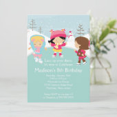 スケート選手の女の子のアイススケートの誕生日のパーティの招待状 招待状 (スタンド正面)