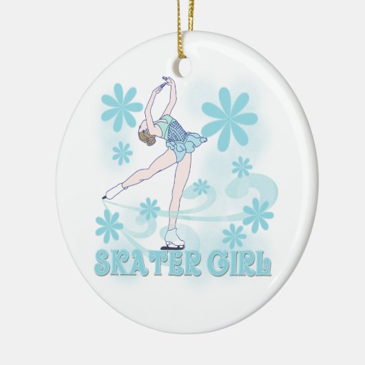 スケート選手の女の子のTシャツおよびギフト セラミックオーナメント (左)