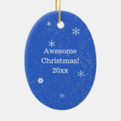 スケート選手の男の子の素晴らしい雪片のクリスマス セラミックオーナメント (裏面)