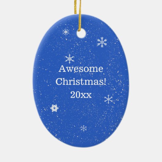 スケート選手の男の子の素晴らしい雪片のクリスマス セラミックオーナメント (裏面)