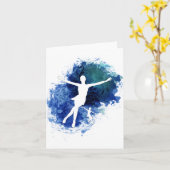 スケート選手の青の背景 カード (黄色い花)