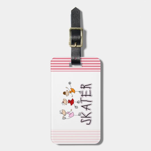 スケート選手のTシャツおよびギフト ラゲッジタグ (正面縦)