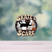 スケート&スケース – かわいい黒猫ローラースケートで滑る アクリルサイン (ニュートラル)