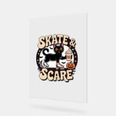 スケート&スケース – かわいい黒猫ローラースケートで滑る アクリルサイン (傾斜)