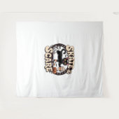 スケート&スケース – かわいい黒猫ローラースケートで滑る タペストリー (正面(横))