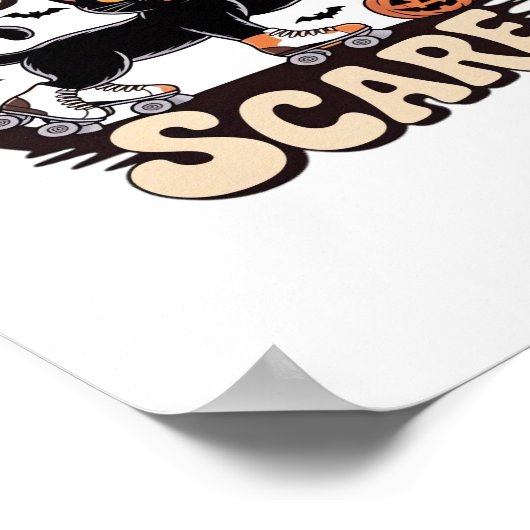 スケート&スケース – かわいい黒猫ローラースケートで滑る ポスター (角)