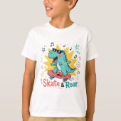 スケート&ロア恐竜キッズクールスケートボードダイノ Tシャツ (正面)