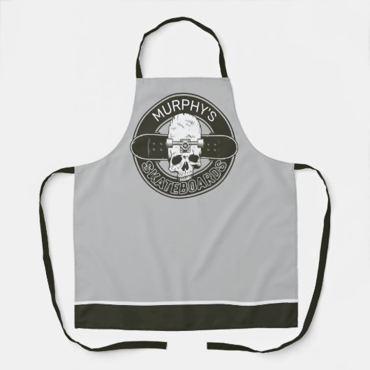 スケーパーソナライズされたター名スカルスケートボードスケート エプロン (正面)