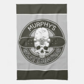 スケーパーソナライズされたター名スカルスケートボードスケート キッチンタオル (縦)