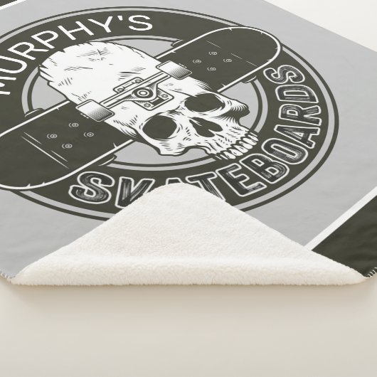 スケーパーソナライズされたター名スカルスケートボードスケート シェルパブランケット (3/4)