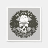 スケーパーソナライズされたター名スカルスケートボードスケート スタンダードカクテルナプキン (正面)