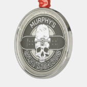 スケーパーソナライズされたター名スカルスケートボードスケート メタルオーナメント (左)