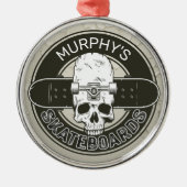 スケーパーソナライズされたター名スカルスケートボードスケート メタルオーナメント (正面)