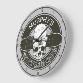 スケーパーソナライズされたター名スカルスケートボードスケート ラージ壁時計 (傾斜)