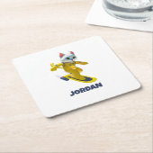 スケーパーソナライズされた飛んでいるボード磁石 スクエアペーパーコースター (アングル)