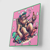 スケーリラックスボードでパーティーを楽しむ生物 スクエア壁時計 (傾斜)