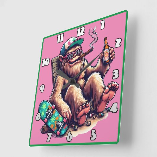 スケーリラックスボードでパーティーを楽しむ生物 スクエア壁時計 (傾斜)