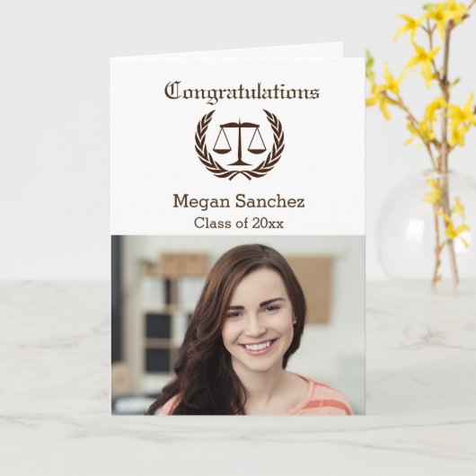 スケールを持つお祝いの法律学校の卒業生 カード (黄色い花)