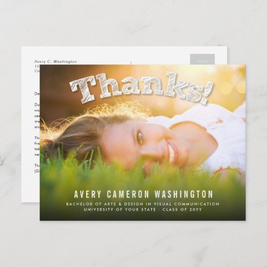 スケ感謝していッチ写真モダン卒業 ポストカード (正面/裏面)