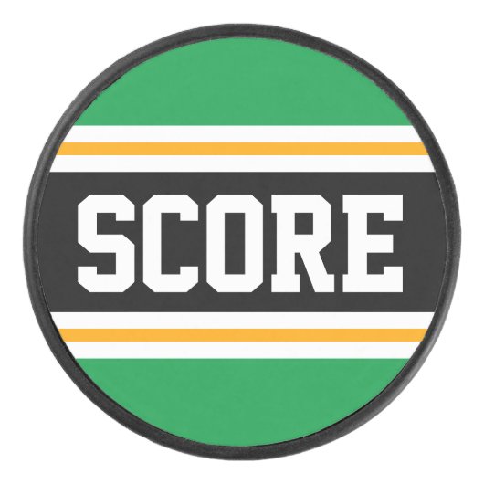 スコアブラックグリーンホワイトイエローホッケーストライプズ アイスホッケーパック (正面)