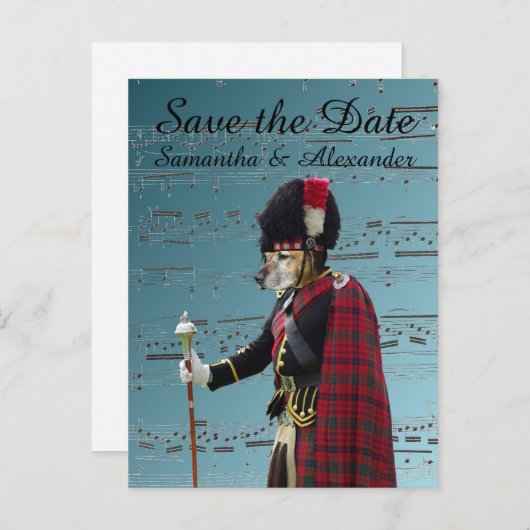 スコッおもしろいトの結婚式の日付を保存 案内ポストカード (正面/裏面)