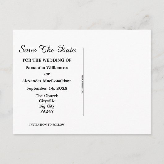 スコッおもしろいトの結婚式の日付を保存 案内ポストカード (裏面)