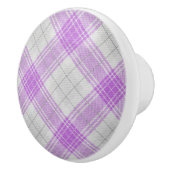 スコッかわいらしト模様タータンチェック紫色のテクスチャ セラミックノブ (右)