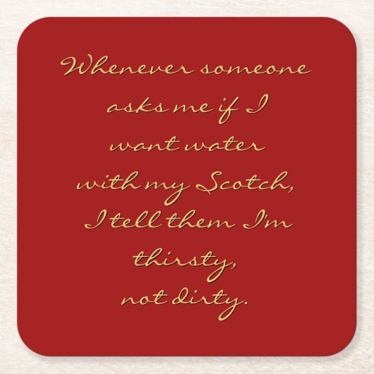 スコッチで水が欲しい… – ドリンクおもしろいコースター スクエアペーパーコースター (正面)