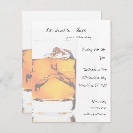 スコッチの誕生日パーティー招待状 招待状 (正面/裏面)
