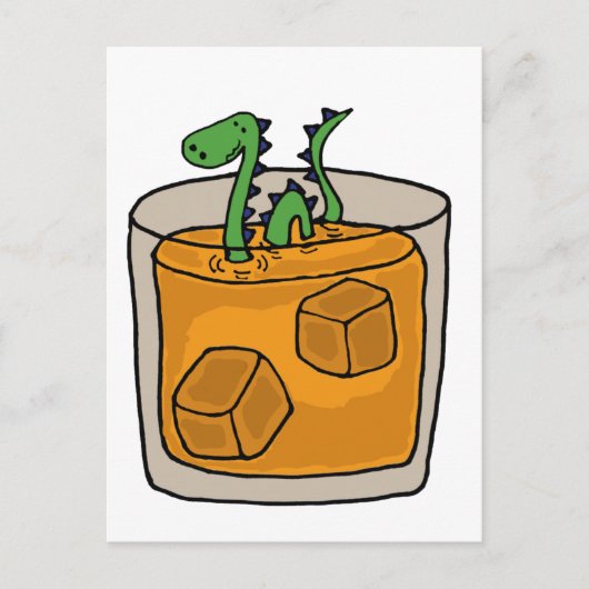 スコッチウイスキーのグラスにネスをロック ポストカード (正面)