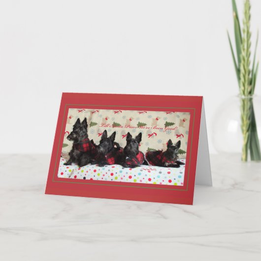 スコッチテリアのクリスマスの乗組員 シーズンカード (正面)